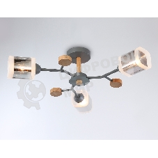 Светильник Ambrella light TR3033231/3 GR/LW/SM серый/светлое дерево/дымчатый E27*3 max 60W D700*180