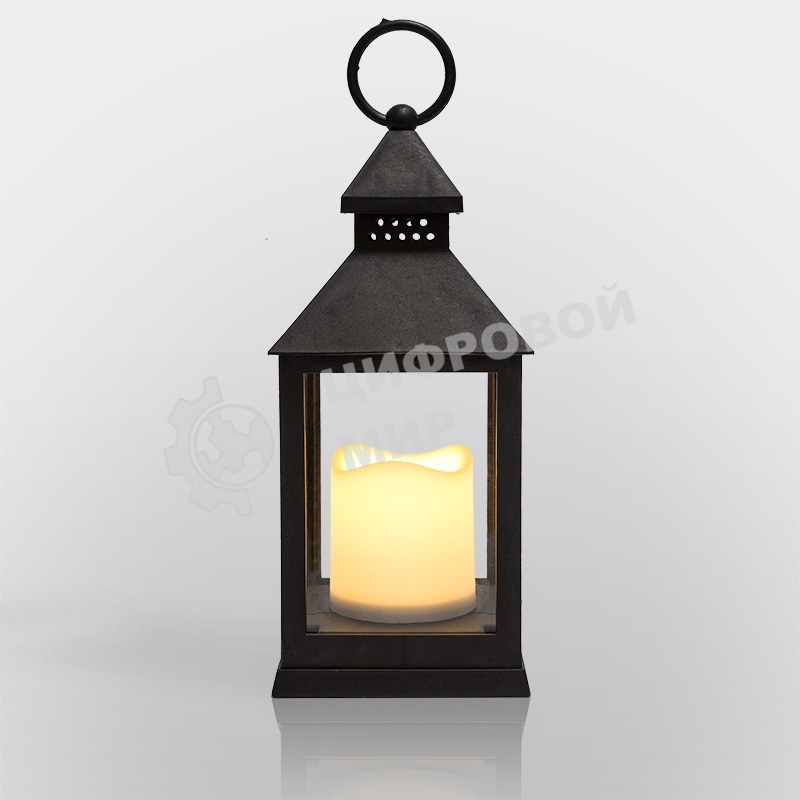 Декоративный фонарь Neon-night со свечкой, черный корпус, размер 10.5х10.5х24 см, цвет теплый белый