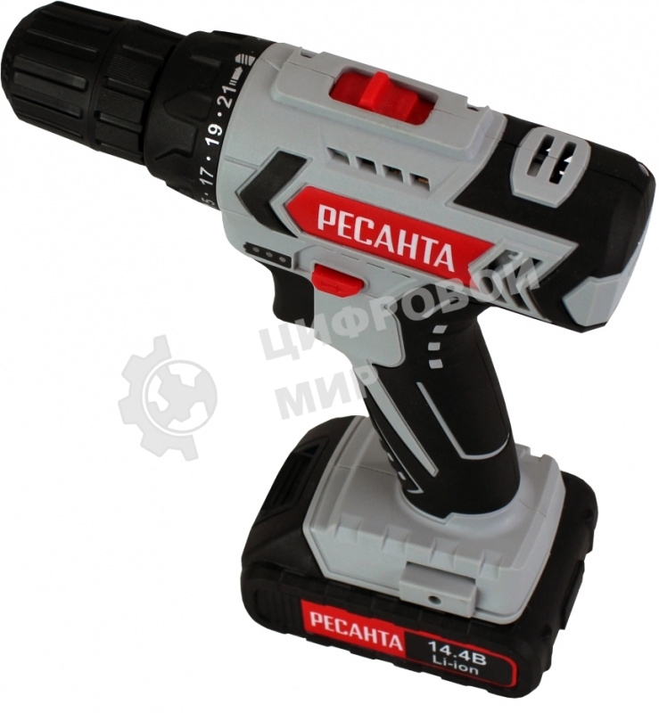 Дрель-шуруповерт аккумуляторная Ресанта ДА-14-2Л 75/14/3, Аккумуляторная, 14,4В