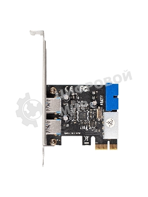 Контроллер ExeGate EXE-342 (PCI-E x1 v2.0, 2хUSB 3.0 ext.+ 1х19pin int. (внутренние коннекторы для подключения 2хUSB 3.0 портов на корпусе), разъем доп.питания, VIA Labs Chipset VL805)