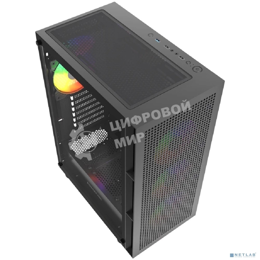 Компьютерный корпус Powercase Mistral EA17, Tempered Glass, 4x 120мм ARGb PWM Fan, черный, ATX (CMAEA17-A4)