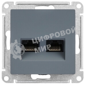 Розетка компьютерная двойная RJ45+RJ45, кат.5E, механизм ATN000785 Schneider Electric AtlasDesign Грифель