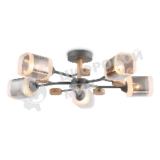 Светильник Ambrella light TR3033233/5 GR/LW/SM серый/светлое дерево/дымчатый E27*5 max 60W D700*180
