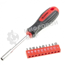 Отвертка Matrix с набором бит, 10шт, Fusion, CrV, 3-х компонентная рукоятка 