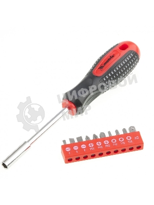 Отвертка Matrix с набором бит, 10шт, Fusion, CrV, 3-х компонентная рукоятка 