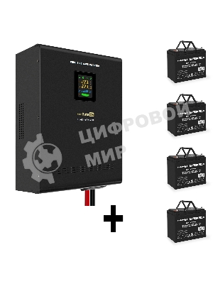 Комплект Источник бесперебойного питания EX296004RUS + батарея 75Aч EX282983RUS 4шт (инвертор, синус, для котла, настенный) ExeGate FineSine SX-5000.LCD.AVR.2SH.T <5000VA/3500W, чистая синусоида, цветной LCD-дисплей, AVR, 2*Schuko+клеммы, линейно-интерактивный, крепление настенное, Black> + батарея ExeGate DT 1275 (12В, 75Ач) 4шт