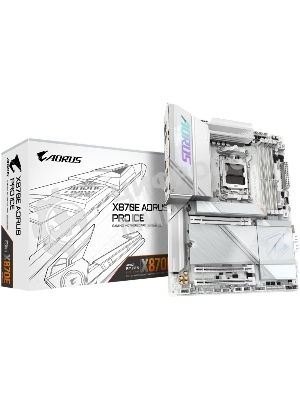 Материнская плата Gigabyte X870E AORUS PRO ICE, AM5, AMD X870E, 4xDDR5, 4xSATA, 4xM.2, 1xPCI-E 5.0 x16, 1xPCI-E 4.0 x4, 1xPCI-E 3.0 x4, 1xHDMI, 2xUSB-C, 1x 2.5Gb LAN, 2xUSB-A 3.2 Gen 2, 3xUSB-A 3.2 Gen 1, 2xUSB-A 2.0, 2x3.5 мм, TOSLINK, 7.1, 2xUSB4, 4xUSB-A 3.2 Gen 1, ATX