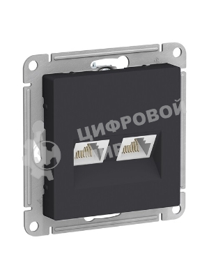 Розетка компьютерная двойная RJ45+RJ45, кат.6А, механизм SE AtlasDesign Карбон