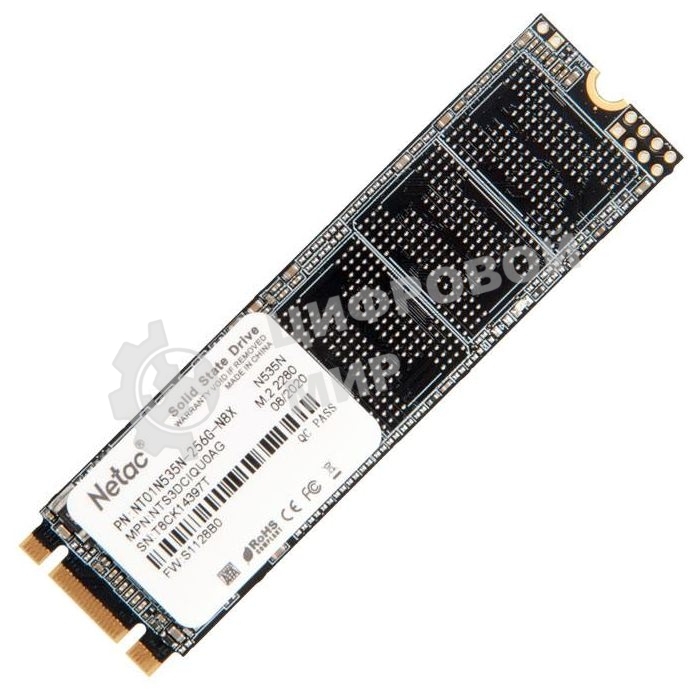 Накопитель SSD Netac N535N, 256Gb, M.2 2280, SATA-III, R/W 540/490