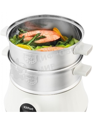 Пароварка электрическая Kitfort КТ-2035 600 Вт. Количество уровней: 5. Таймер приготовления: до 60 минут.