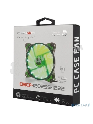 Вентилятор для корпуса Crown CMCF-12025S-1222 черный/зеленый, 120 мм, 1650 об/мин, 28 дБ, 3 pin