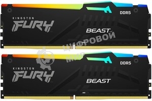 Оперативная память Kingston Fury Beast, DDR5, 32Gb (2x16 Gb), 6800 MHz, CL34, радиатор, черный