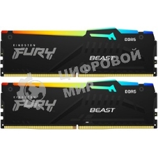Оперативная память Kingston Fury Beast, DDR5, 32Gb (2x16 Gb), 6800 MHz, CL34, радиатор, черный