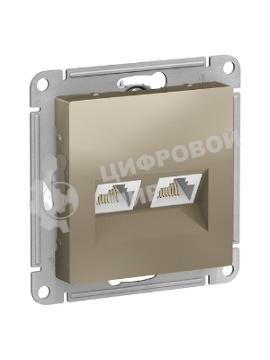 Розетка компьютерная двойная Schneider Electric AtlasDesign RJ45+RJ45, кат.5E, механизм ATN000585 Шампань