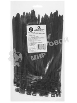 Стяжки Cablexpert NYT-200x7.6B пластиковые 200 мм х 7.6 мм, черные (100 шт.)