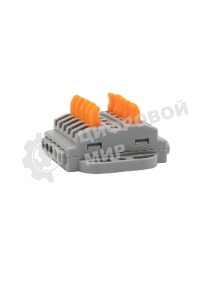 Клемма соединительная Rexant многоразовая проходная 5 полюсов, серый (0,08-4 мм²), с монтажной площадкой (20 шт./уп.)