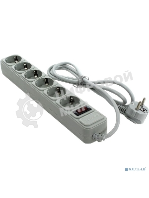 Сетевой фильтр ExeGate EX266865RUS SP-6-1.5G (6 розеток, 1.5 м, евровилка, светло-серый)
