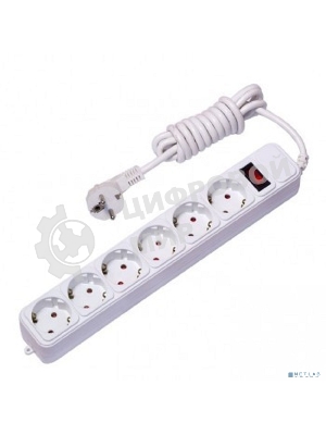 Сетевой фильтр EKF UFP10-375-6-05 6x5 м 10А/2,2 кВт с выкл. c/з ПВС 3х0,75 Блокбастер EKF PROxima