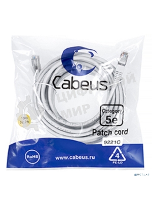 Шнур коммутационный Cabeus, Cat.5e, экр., F/UTP, RJ45/RJ45, PVC, AWG24 10м, серый