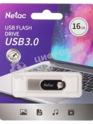 Флешка USB Netac U278 (NT03U278N-016G-32PN), 16Gb, USB 3.0, R/W 90/45, серебристый/черный