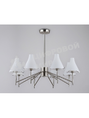 Люстра Ambrella light LH57125/8 SN/FR никель/белый матовый E14/8 max 40W D800*650