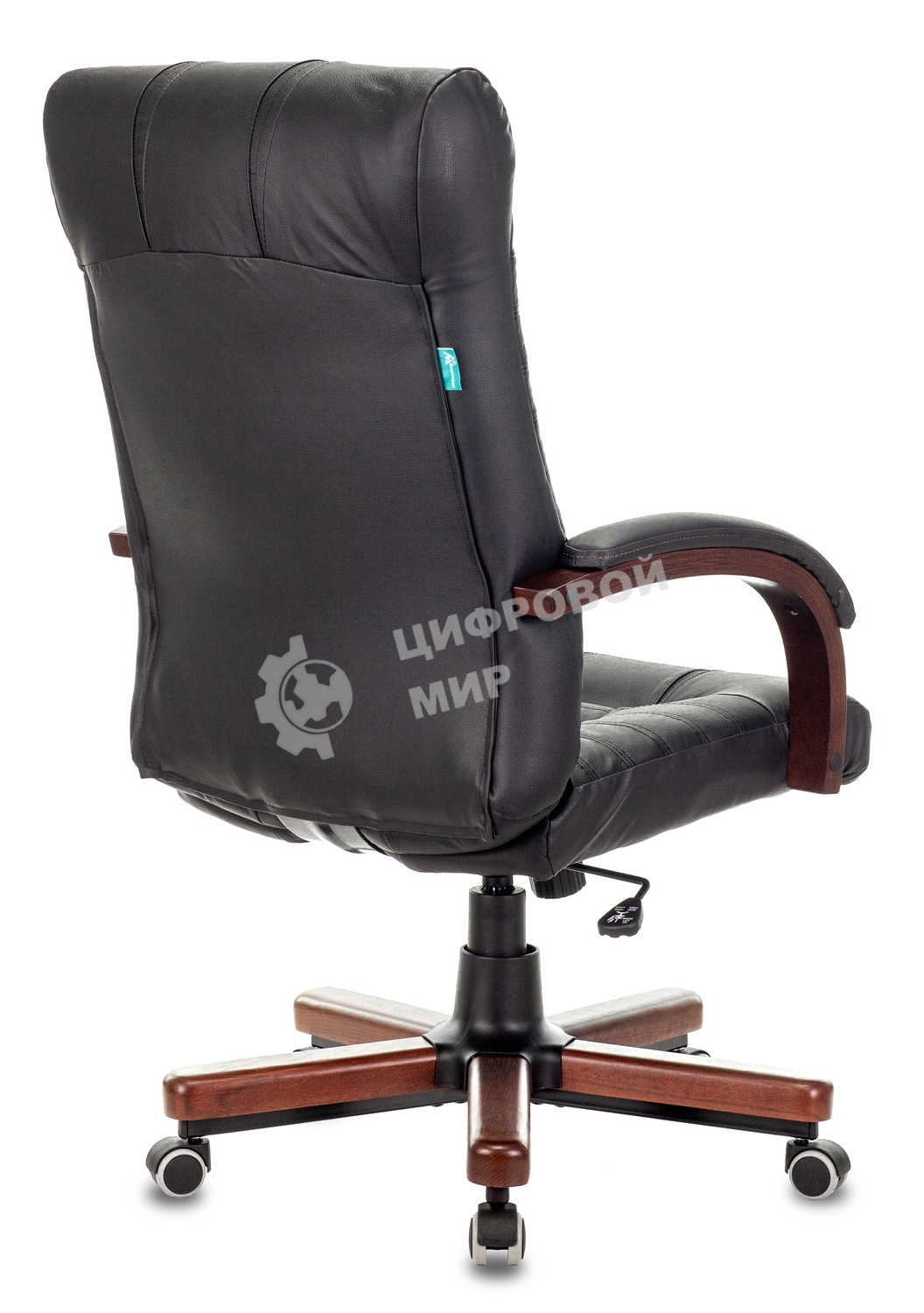 Кресло руководителя Бюрократ KB-10WALNUT/B/LEATH черный, кожа, крестовина дерево