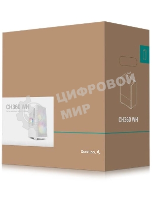 Компьютерный корпус Deepcool CH360 WH без БП, боковое окно (закаленное стекло), 2x140мм ARGb LED вентилятор спереди и 1x120мм ARGb LED вентилятор сзади, белый, mATX