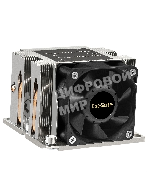 Кулер для процессора ExeGate ESNK-P0068AP4.PWM.2U.3647.Cu серебристый/черный, 60 мм, алюминий/медь, 6800 об/мин, 52 дБ, 4 pin, 205 Вт, 64.5 мм
