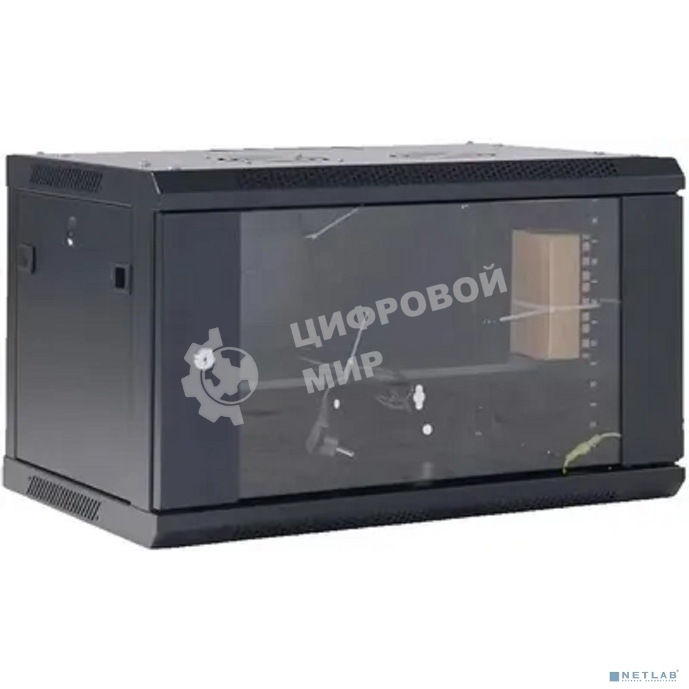 Шкаф коммутационный Rexant настенный 6U 600x600 мм пер. дв. стекл черный