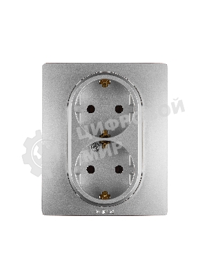 Розетка 2-ая с/з , винт. клеммы, 16А, 250 В 672423 Legrand Etika Алюминий