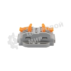 Клемма соединительная Rexant многоразовая проходная 4 полюса с монтажной площадкой (0,08-4 мм²), серый (25 шт./уп.)