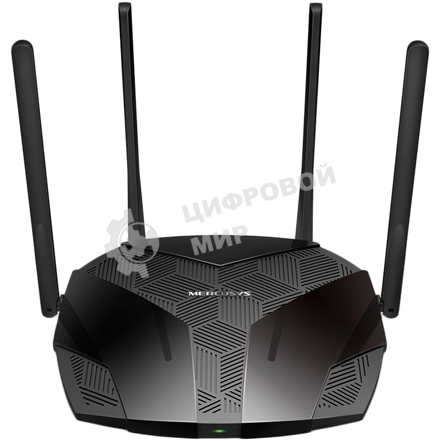 Двухдиапазонный роутер MERCUSYS MR80X AX3000 Wi-Fi 6, до 574 Мбит/с на 2,4 ГГц + до 2402 Мбит/с на 5 ГГц,4 фиксированные внешние антенны, 3 гигабитных порта LAN, 1 гигабитный порт WAN