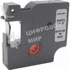Картридж ленточный Cactus CS-D1-43613 6мм, черный шрифт, белый фон, 7м для DYMO LM 160, 210D, 280, PnP, 420P, 500 TS; Rhino Pro 6000, 5200, 4200