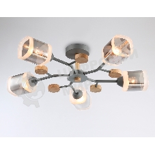 Светильник Ambrella light TR3033233/5 GR/LW/SM серый/светлое дерево/дымчатый E27*5 max 60W D700*180