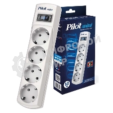 Сетевой фильтр Pilot mini 3 м, 4 розетки, белый, коробка