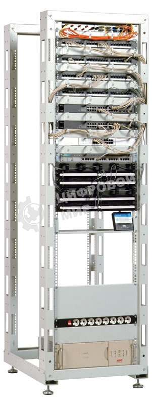 Стойка двухрамная ЦМО СТК-24.2 24U 620 мм X 800 мм направл. закл. гайки 250 кг серый