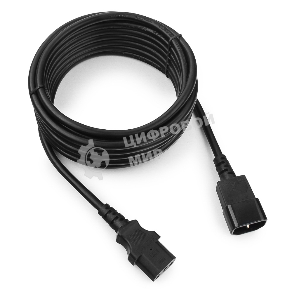 Кабель питания сист.блок-монитор Cablexpert PC-189-1-5M, 5м, C13-C14, 3x1кв.мм., черный, с заземлением