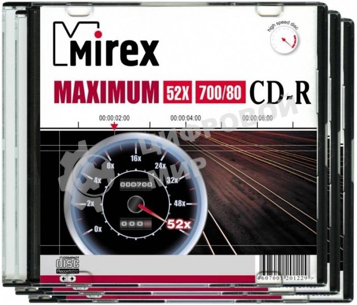 Диск CD-R Mirex 700 Mb, 52х, Maximum, Slim Case (5), (5/200) упаковка из 5 шт