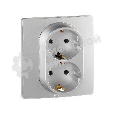 Розетка 2-ая с/з , винт. клеммы, 16А, 250 В 672423 Legrand Etika Алюминий