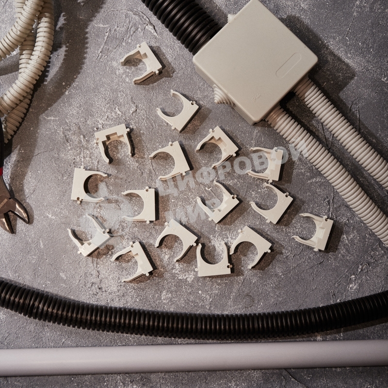 Крепеж-клипса для монтажного пистолета Rexant Ø 25 мм, серая (50 шт/уп)