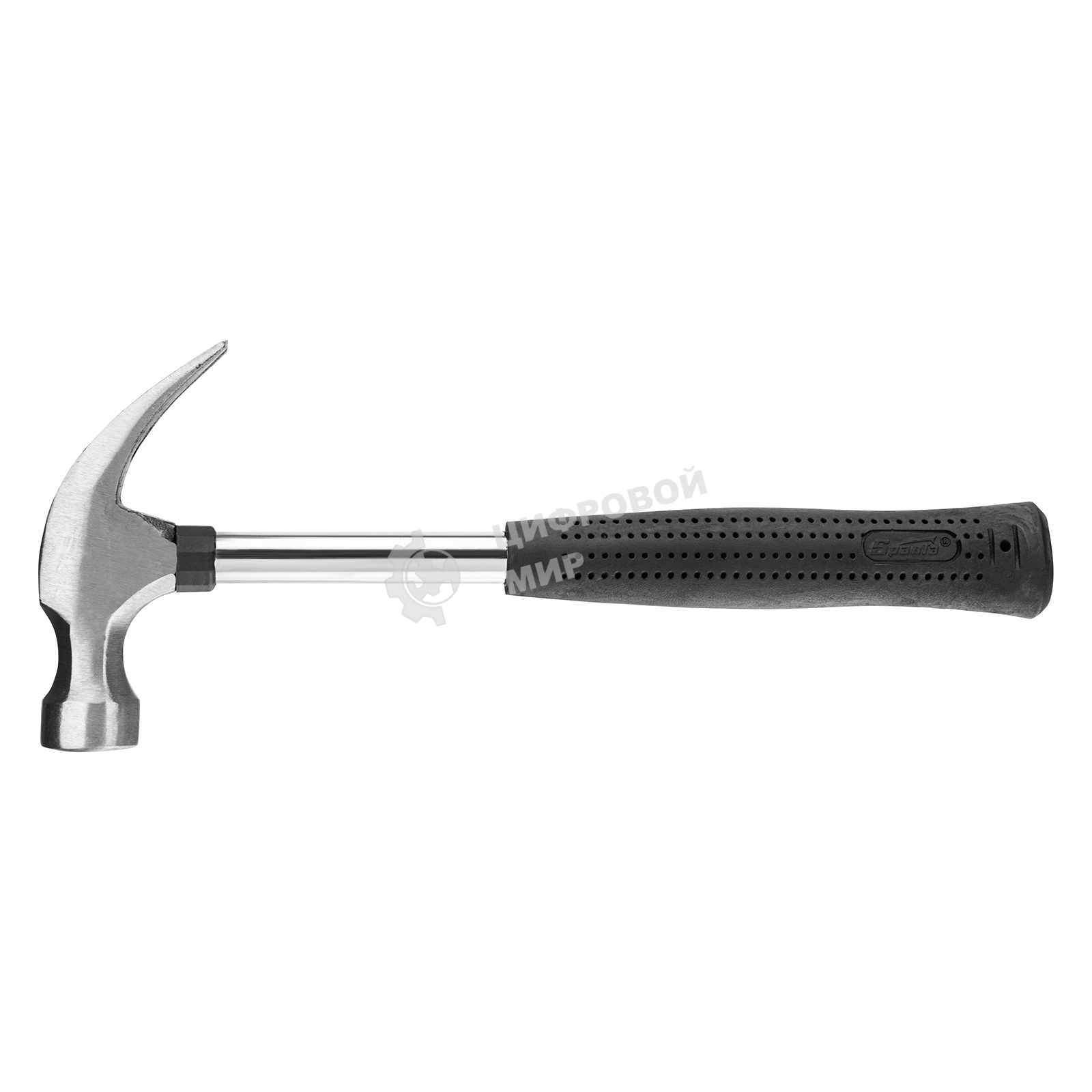 Молоток-гвоздодер Sparta 450 г, круглый боек, металлическая трубчатая обрезиненная рукоятка