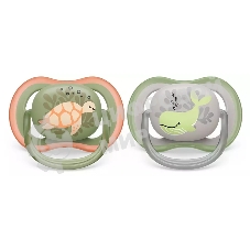 Пустышка Philips ultra air, черепашка/кит, 6-18 мес., 2 шт.
