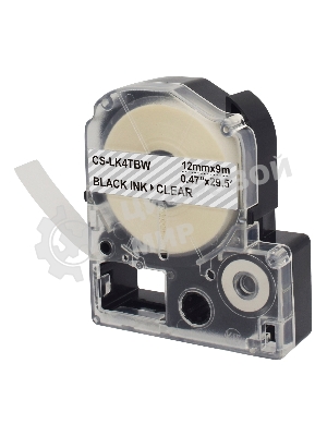 Картридж ленточный Cactus CS-LK4TbW черный шрифт, прозрачный фон (12 мм, 9 м) для Epson LW300/LW400/LW700/LW600P/LW1000P/K400/Z700/Z900