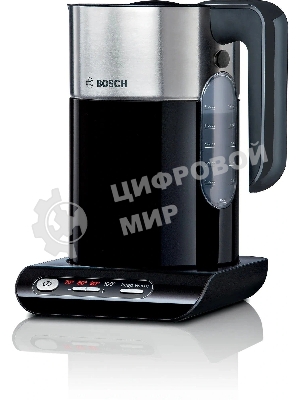 Чайник электрический Bosch TWK8613 черный/серебристый, 1.5 л, 2400 Вт, скрытый нагревательный элемент, поддержание температуры