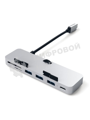 USB-концентратор Satechi Aluminum Type-C Clamp Hub Pro для new 2017 iMac и iMac Pro. Интерфейс USB-C. 3 разъема USB 3.0, 1 разъем USB-C, слоты для карты памяти SD, Micro SD, серебряный.