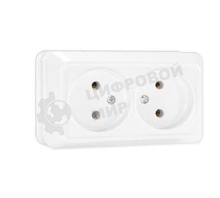 Розетка 2-м ОП Олимп 16А IP20 белый Universal О0102
