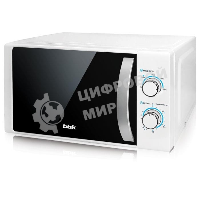Микроволновая печь BBK 20MWS-711M/WS C белый/серебристый, 20 л, 700 Вт, переключатели - поворотный механизм