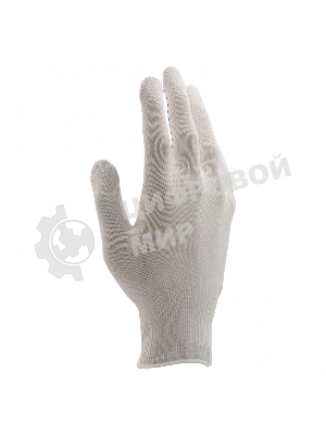 Перчатки из синтетической нити, ПВХ точка, 13 класс, белые, L Россия