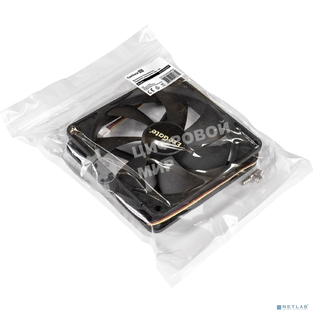 Вентилятор для корпуса ExeGate EX14025S3P черный, 140 мм, 1200 об/мин, 24 дБ, 3 pin