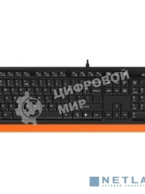 Комплект клавиатура+мышь A4Tech FStyler F1010 проводной, USB, 1600 DPI, чёрный/оранжевый